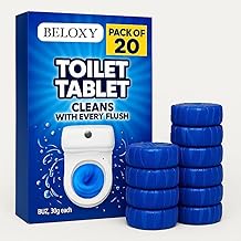 BELOXY Automatic Flush Toilet Bowl Cleaner Tablets, Bathroom Toilet Tank Cleaner, Powerful Cleaning Ball Toilet Blue Deep Clean Bubbles, Mild Lemon Scent (20)