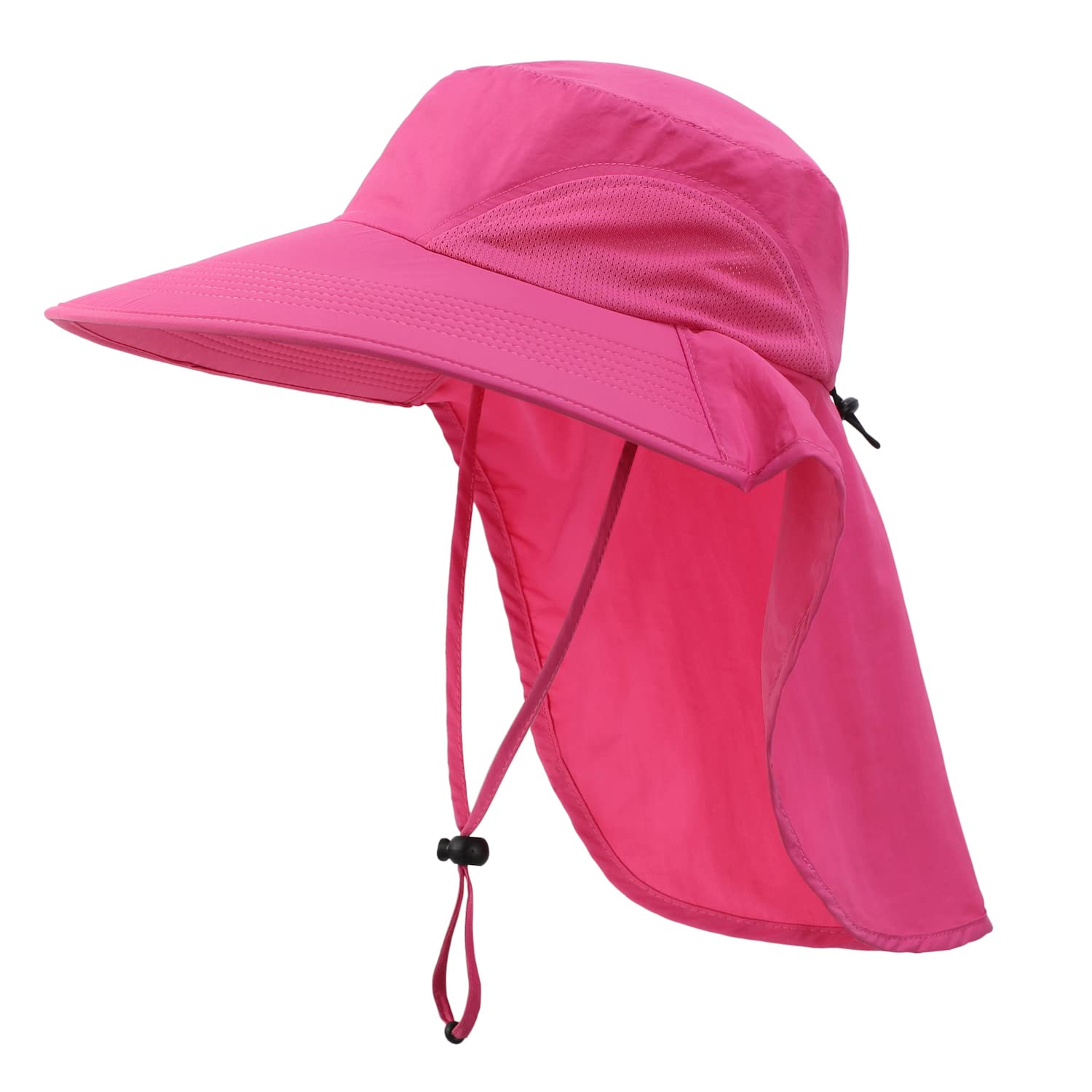 Home Prefer Outdoor UPF50+ Sun Hat Wide Brim Mesh Fishing Hat with Neck Flap - red - L/XL โ image 1