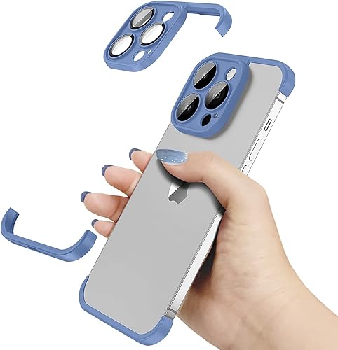 Hlija Protector de lente de cámara trasera trasera de vidrio templado para iPhone 14 Pro Max Funda de silicona sin marco Protección contra caídas