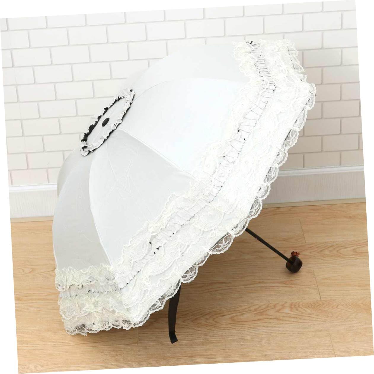 SOIMISS 3 Pièces Parapluie Anti-ultraviolet Parapluie De Jour Ensoleillé En Dentelle Léger Parasol Soutenir Beige