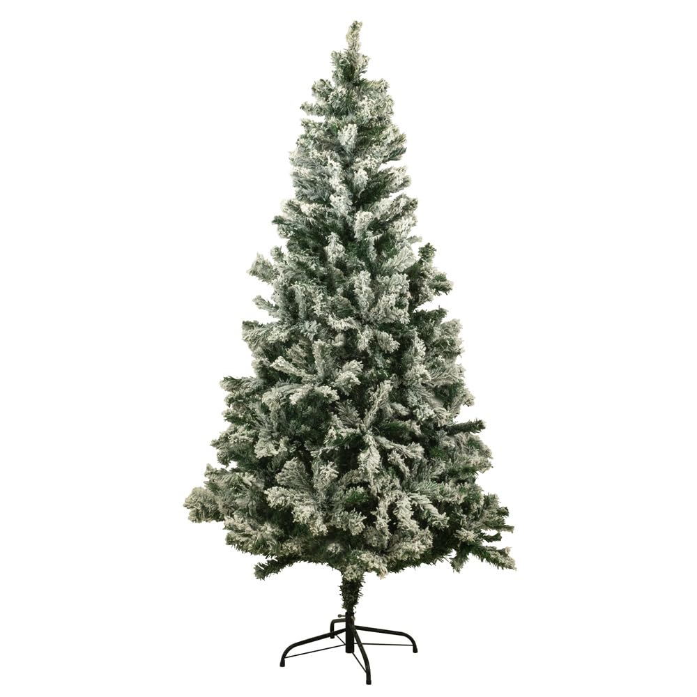 LA BOUTIQUE DE Noël Árbol de Navidad Artificial Realista Nevado, Árbol Artificial Verde Nevado, Patas de Metal y Guantes Incluidos - Árbol de Navidad de PVC Ignífugo