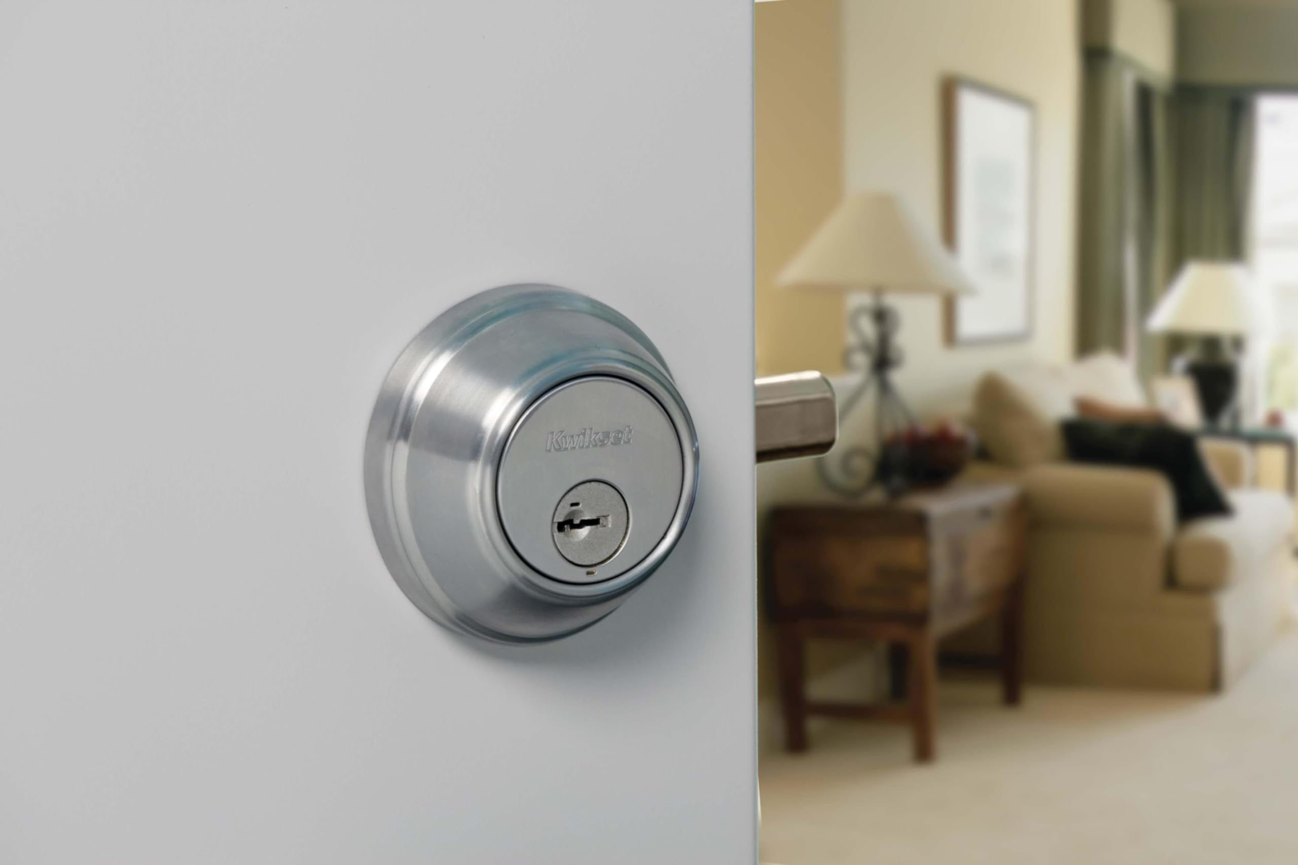 Kwikset Cerrojo de seguridad de un solo cilindro 660-S serie 660, Cerradura con llave inteligente, níquel satinado