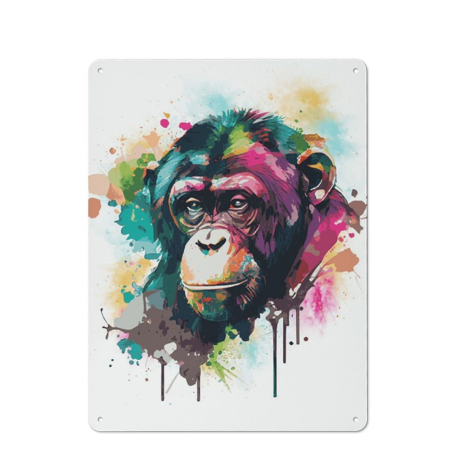 Junmoney Watercolor Monkey Rustic Metal Sign 40X30cm For Café Or Restaurant, For Vintage Wall Decor Fans, For Living Room And Hallway Decor