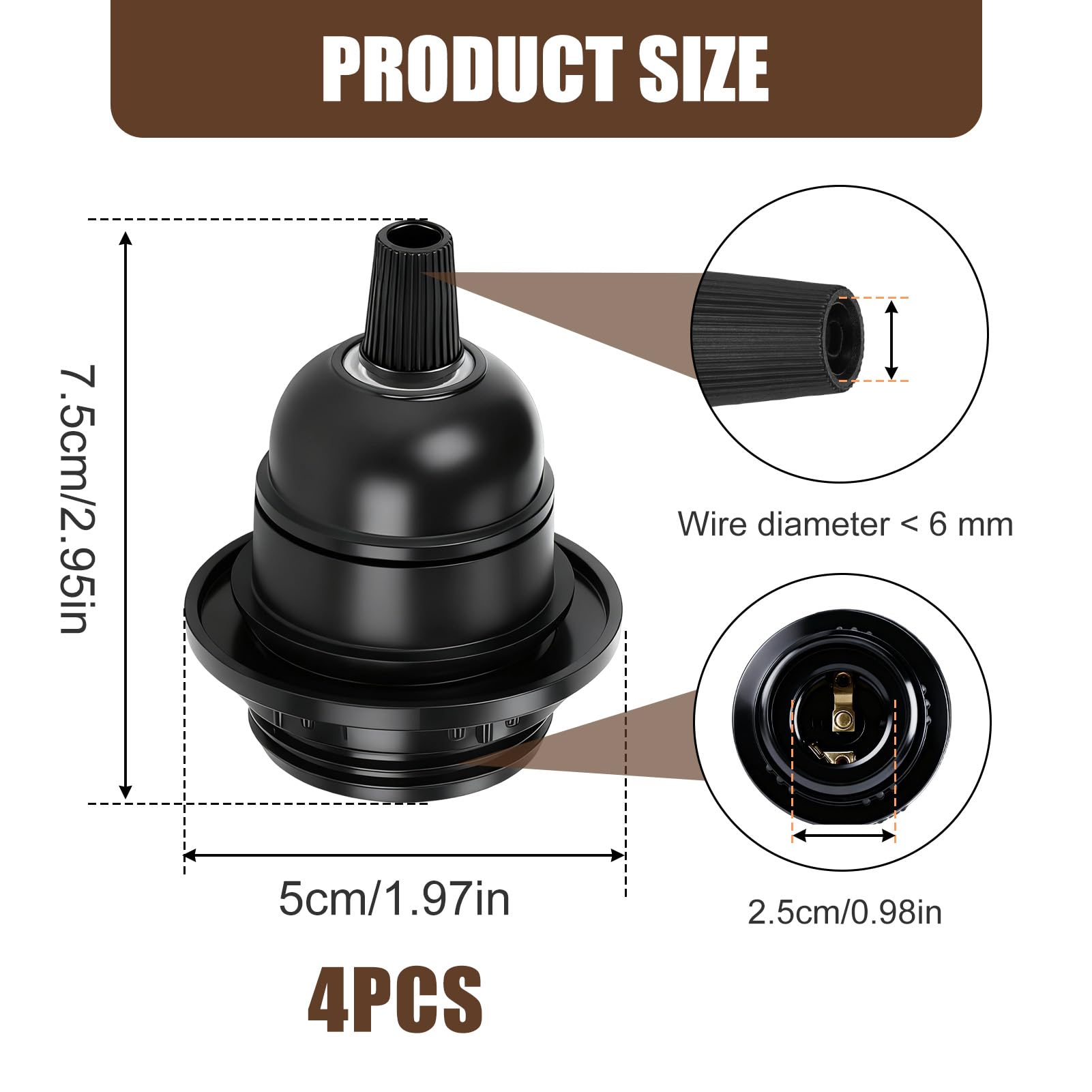4 Piezas E27 Portalámparas de Rosca Exterior Adaptador, 250V 4A Casquillo Bombilla E27, Portalámparas de Repuesto para Lámparas de Mesa, Pie o Techo
