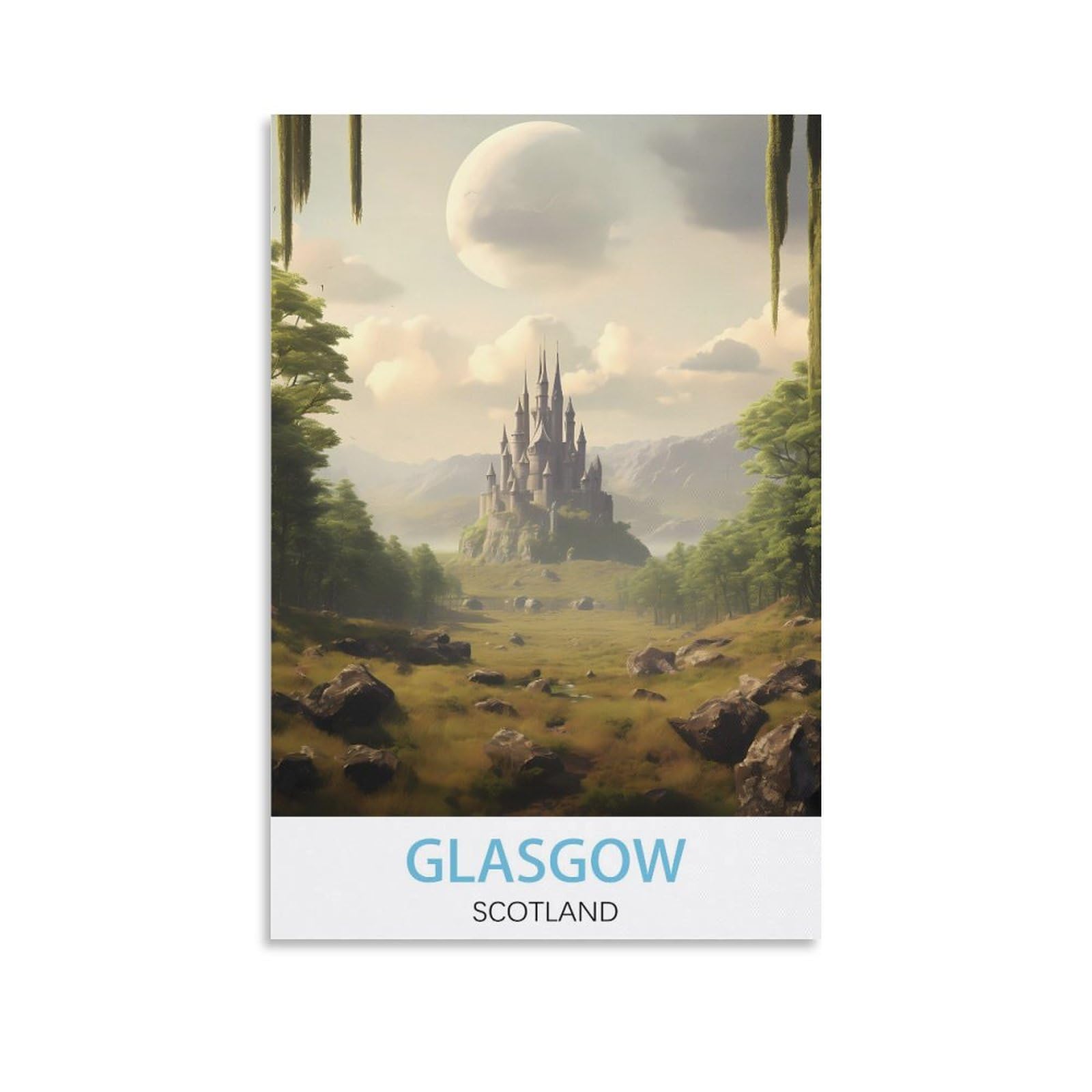 QQLADY Scotland Glasgow Vintage Travel Posters 08x12inch(20x30cm) Canvas Prints Wall Art Paintings Pictures for Living Room Bedroom Wall Decor