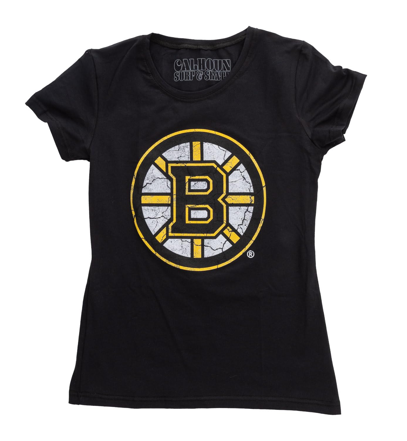 Calhoun NHL Surf & Skate Women's Distressed Print Fitted Crew Neck Premium T-Shirt (Edmonton Oilers, X-Large) — view 5