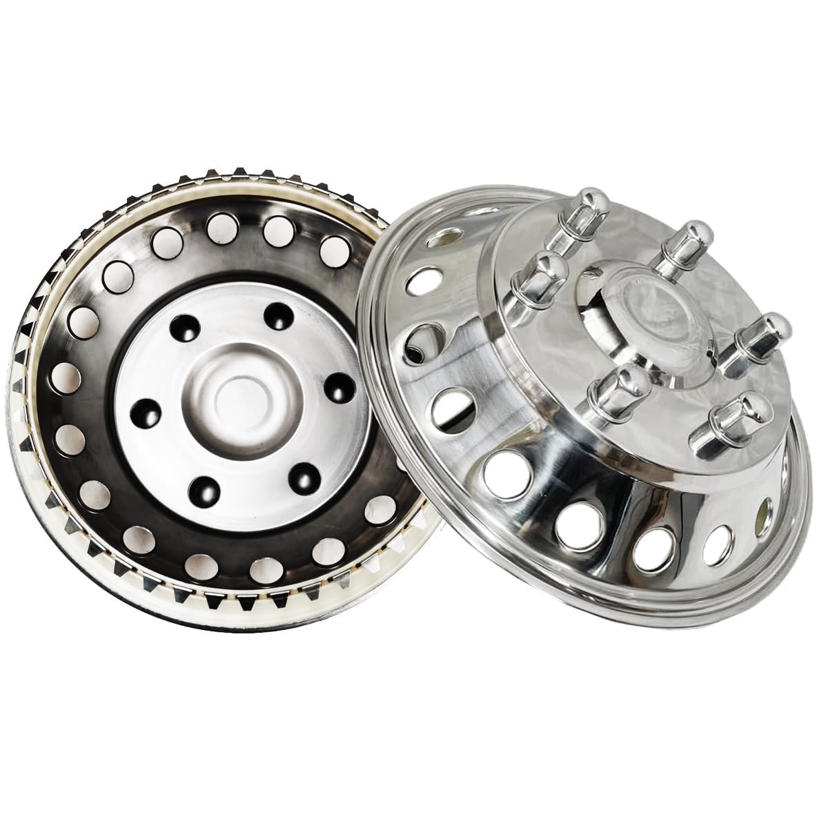 2pcs 16" Polished 304 Stainless Steel Snap On Hubcaps for Sprinter Van