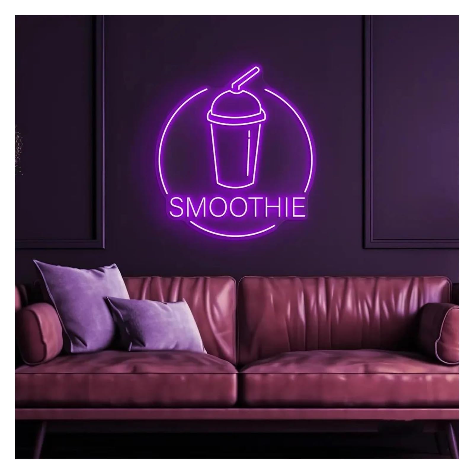 RONGCH Hanging Art Neon Signs Smoothie Neon Sign for Drink Corner Juice Shop Wall Art Decor Business Window Display USB Powered Dimmable 40cm(D)