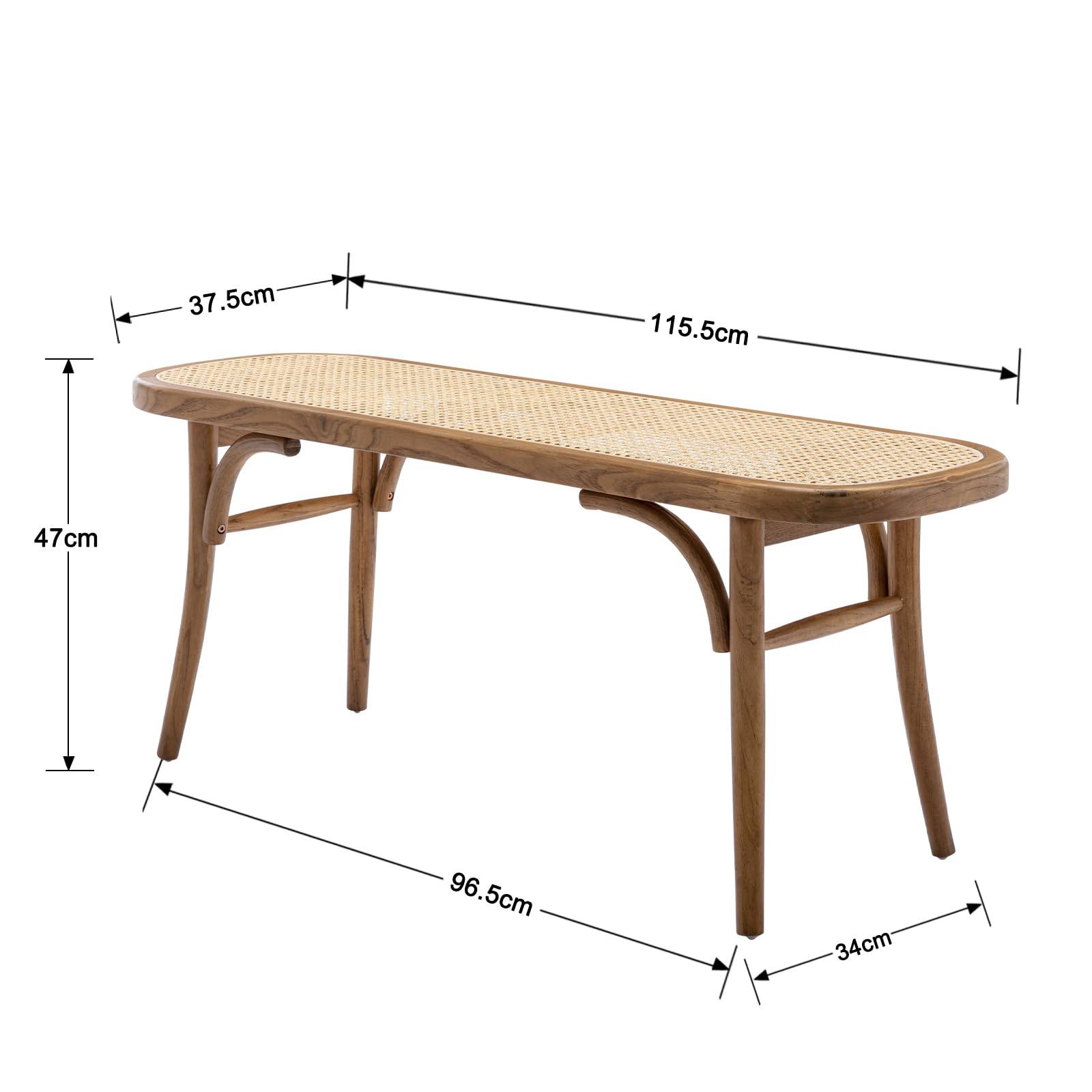 Ya-Home Banc de Salle à Manger Rotin Banquette Ottoman Bois Rétro Banc d'Entrée, Jaune | Style moderne du milieu du siècle, cadre en bois massif, coins arrondis de sécurité, pour salle à manger/entrée/chambre/salon