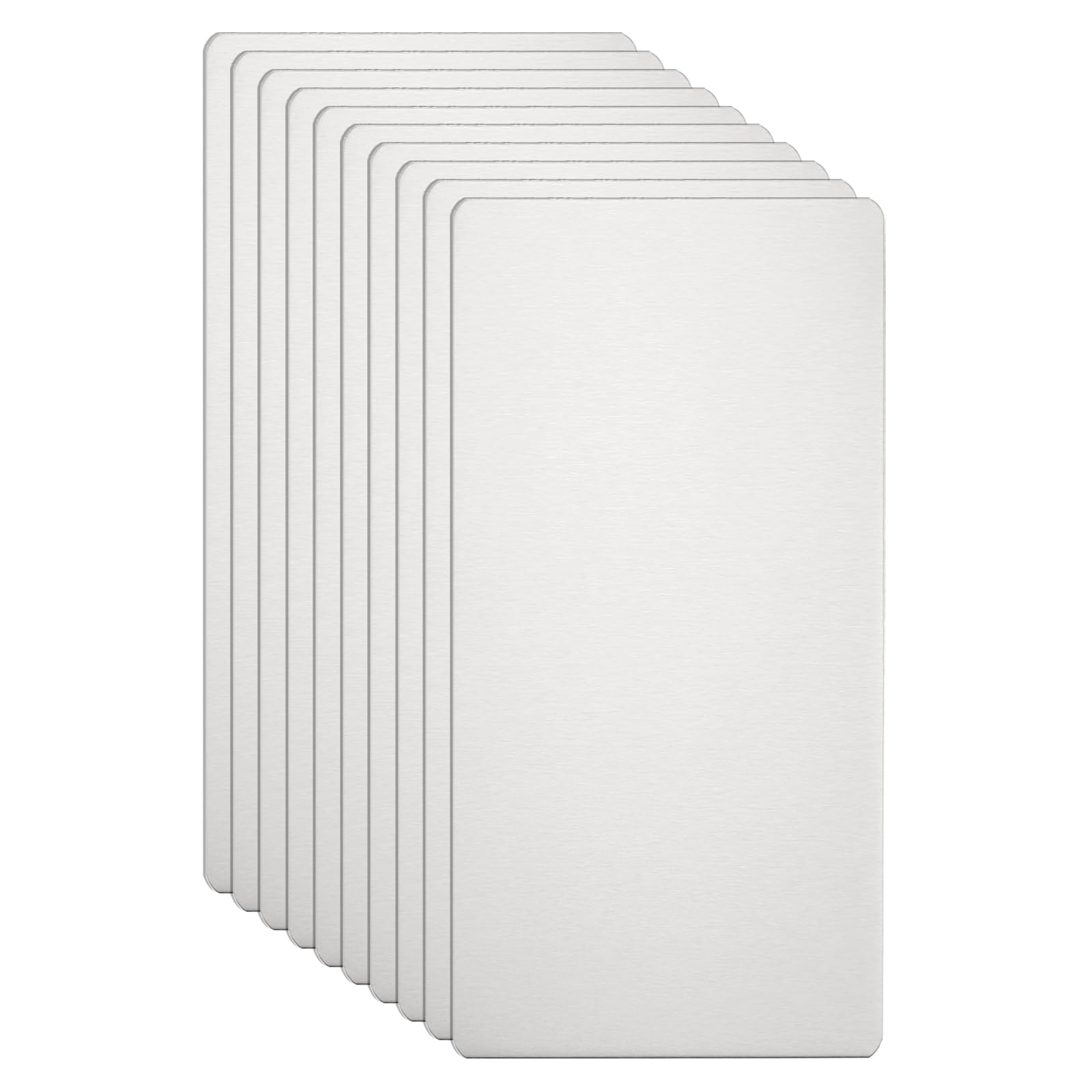 sourcing map 10pcs Metal Business Card 80 x 40 x 0.5mm 304 Stainless Steel Brushed Laser Engraving Cards Custom Blanks CNC Engraving Sheets for House Office DIY Gift Invitations, Silver