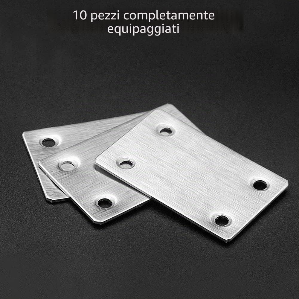 10 Pezzi Piastra In Acciaio Inox Staffa Angolare Piatta Staffa Heavy Duty Che Unisce Riparazione Piastra Staffa Dritta per Riparare Sedie Tavoli da Pranzo Letti, 60x38mm
