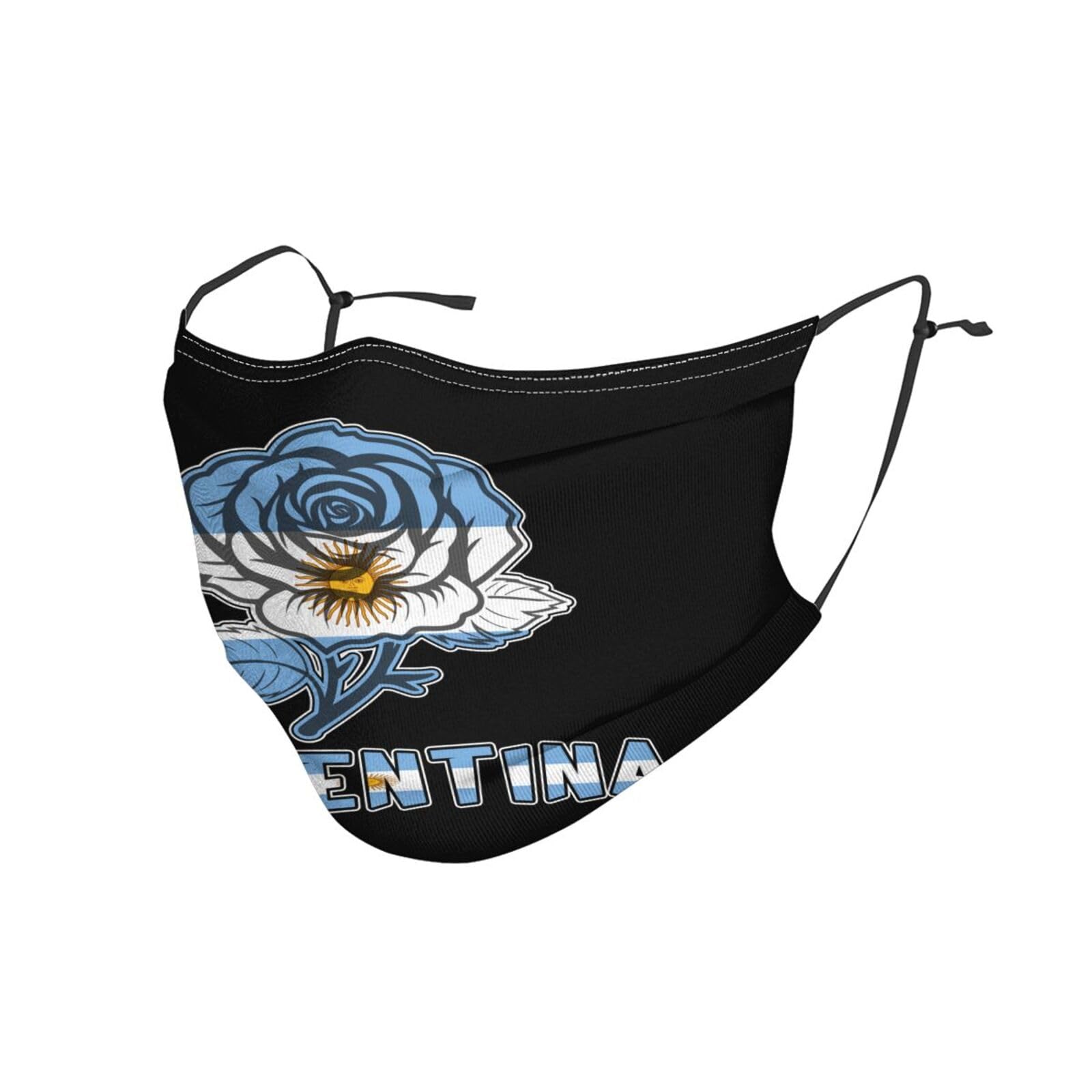 Argentina Argentine Flag Rose Flower Face Mask Breathable Balaclavas Adjustable Washable Masks