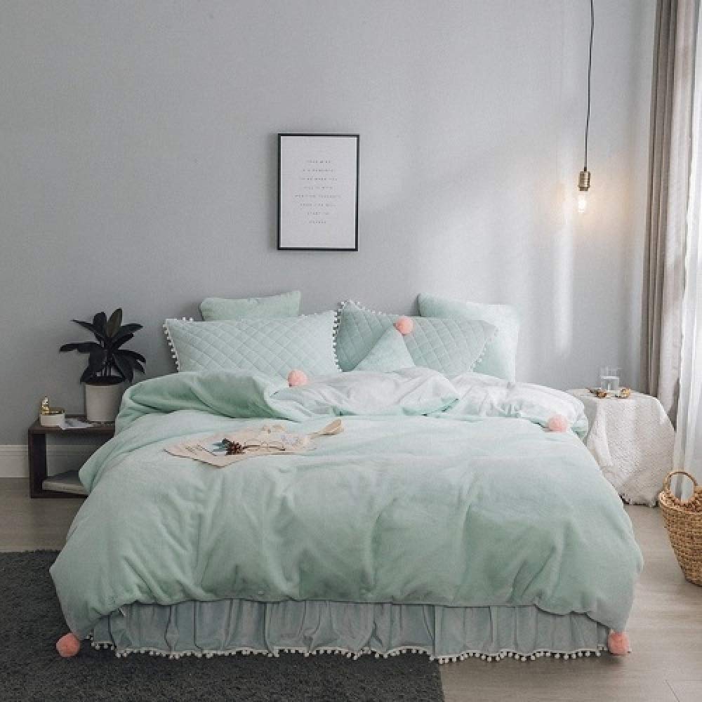 TIANDIHUI Bedding Set White Pink Grey Warm Cover Bed Set Bedspread,bedding set 2,QueenA size 4pcs