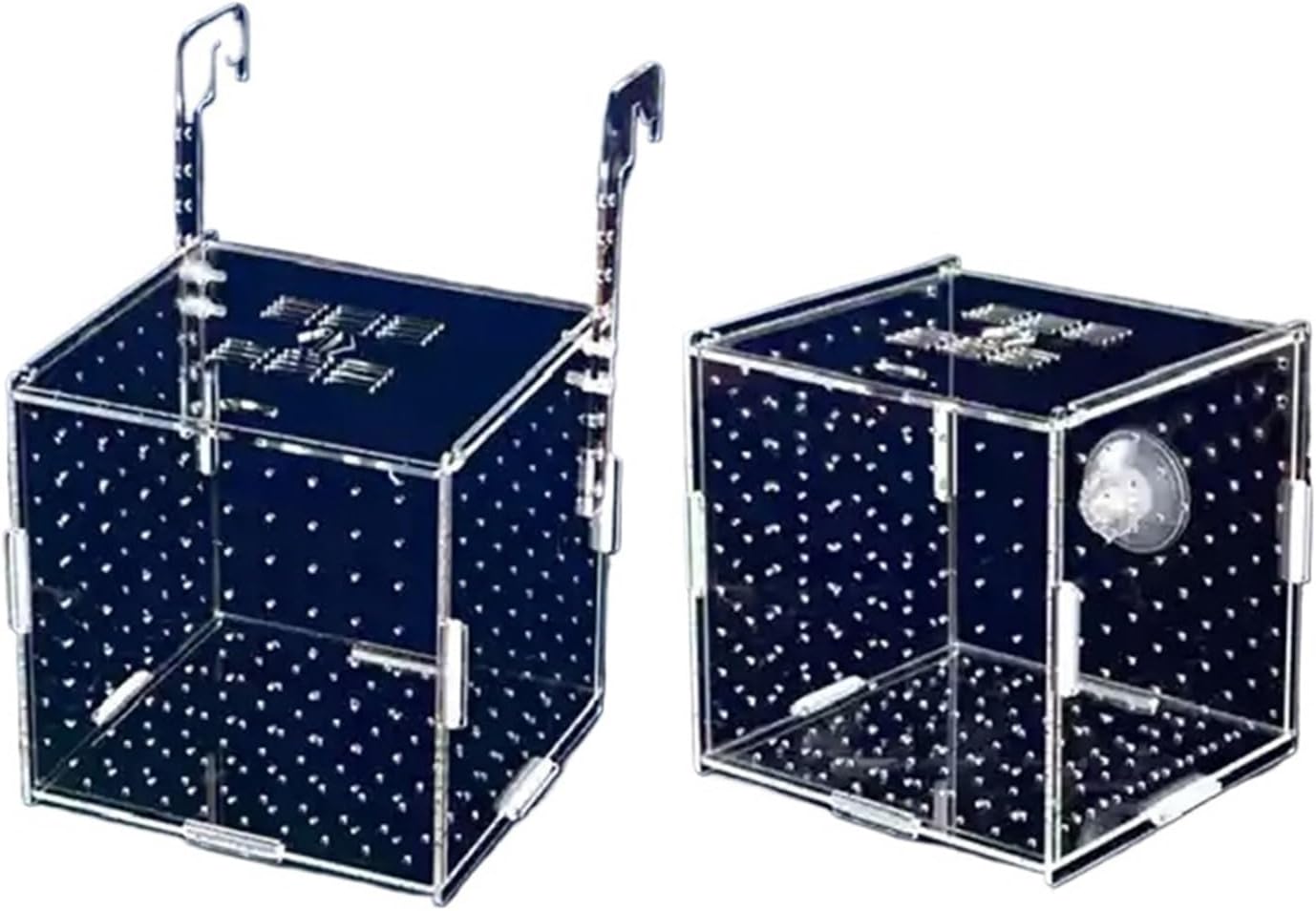 Transparent Acrylic Aquarium Isolation Box - Single & Double Grid Fry Breeding Tank for Fish Hatcheries(Hook)