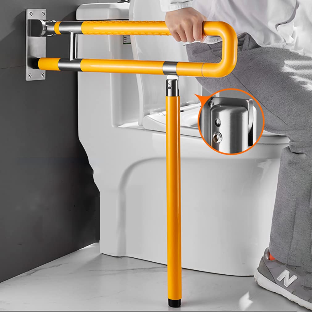 Asa De Seguridad para Baño Barra de Apoyo para Inodoro Barra abatible inoxidable adaptado a minusvalías Agarraderas asidero plegable resistencia al deslizamiento,blanco (60cm)