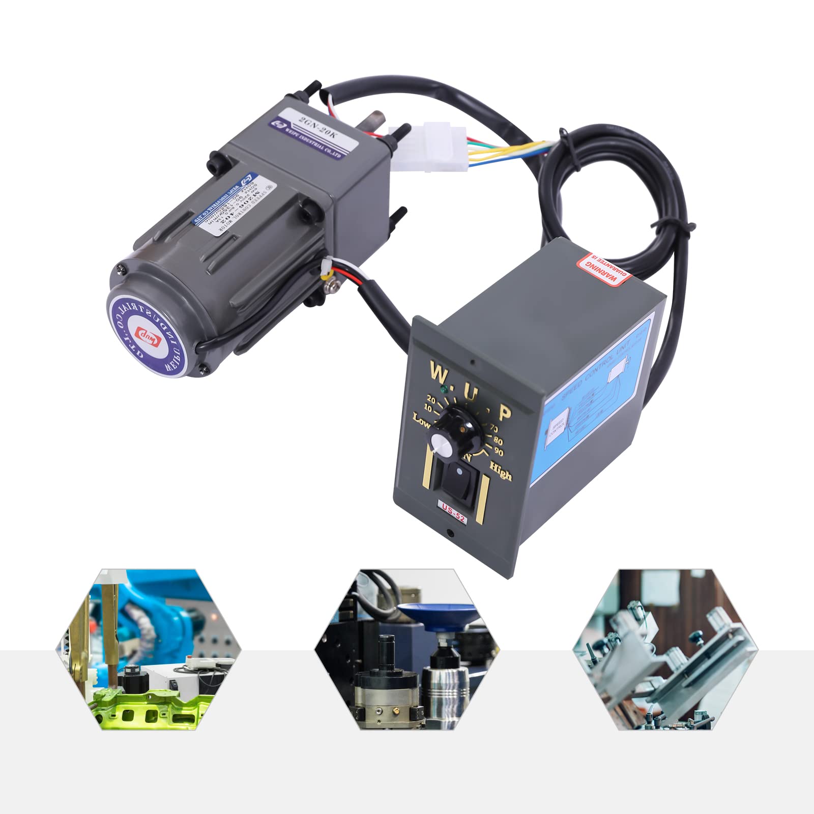 Motoriduttore da 220 V, con regolatore di velocità, regolabile in modo continuo (0-68 giri/min), alloggiamento in alluminio e bobina di rame per macchine industriali, riduzione 20 K