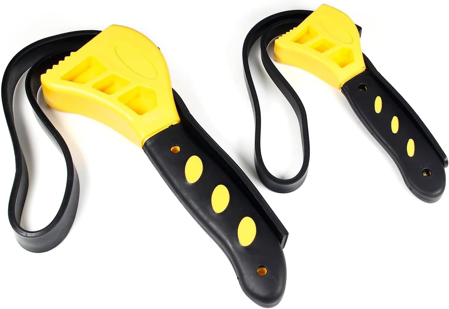 Utoolmart 2-Pack Strap Wrench Set, Rubber Strap Adjustable Wrench, Oil Filter Wrench Set, Jar Opener, Pipe Wrench, Water Filter Wrench, 24" and 20" Length Reinforced Rubber Belt (Yellow)