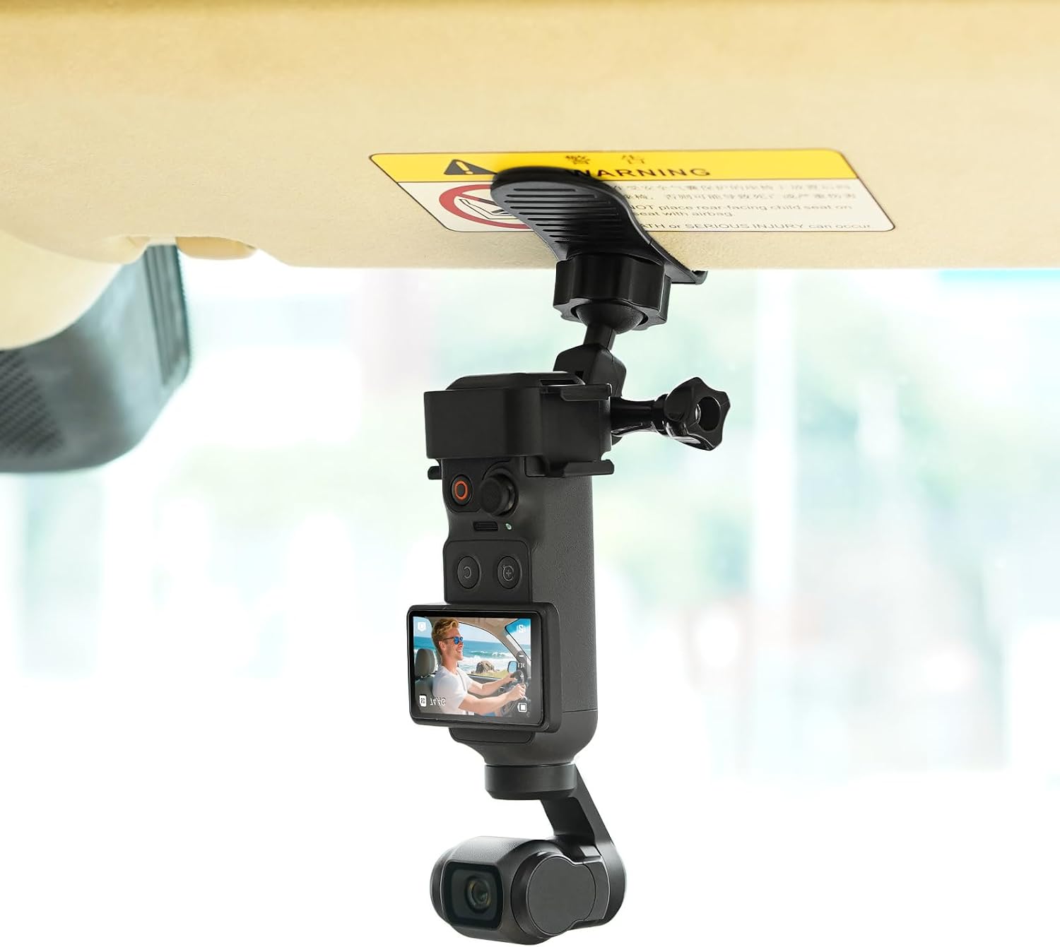 BRDRC Car Visor Mount for DJI Osmo Pocket 4 3, for Xtra Muse 360° Adjustable Car Vlog Kit with Safety Strap & Mobile Phone Clip for DJI Osmo Pocket 4 3 Creator Combo/Xtra Muse Accessories