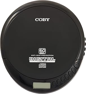 Coby Portable CD Player with Headphones, FM Radio, MP3 Compatible, CD Player Portable Discman, 60-Second Anti-Skip, 2 AA Batteries or Micro-USB