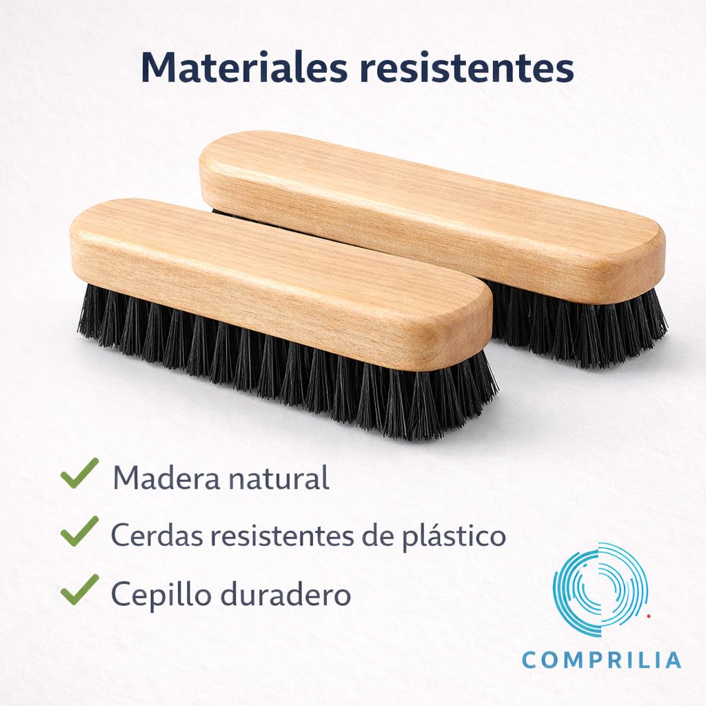 Cepillo para Zapatos de Madera Natural Pack 2 Unidades, Cepillo Limpiador para Calzado y Botas, Cerdas Firmes para Quitar Polvo y Suciedad, Cepillo Limpieza Zapatos Cuero y Ante.
