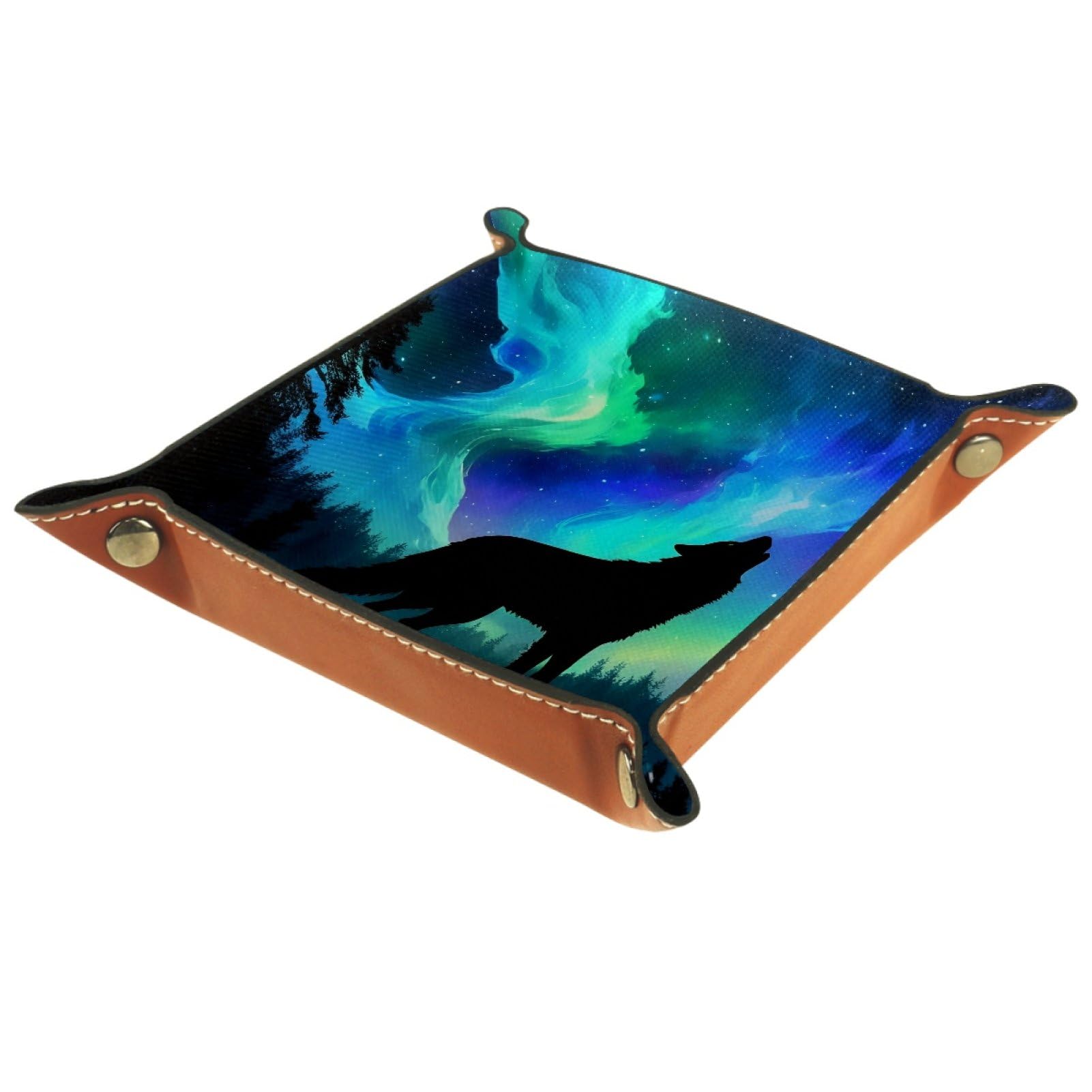 VAPOKF Wolf Portable Folding Dice Rolling Tray, Microfiber Leather Dice Holder for Dice Games Like RPG, DND and Other Table Games