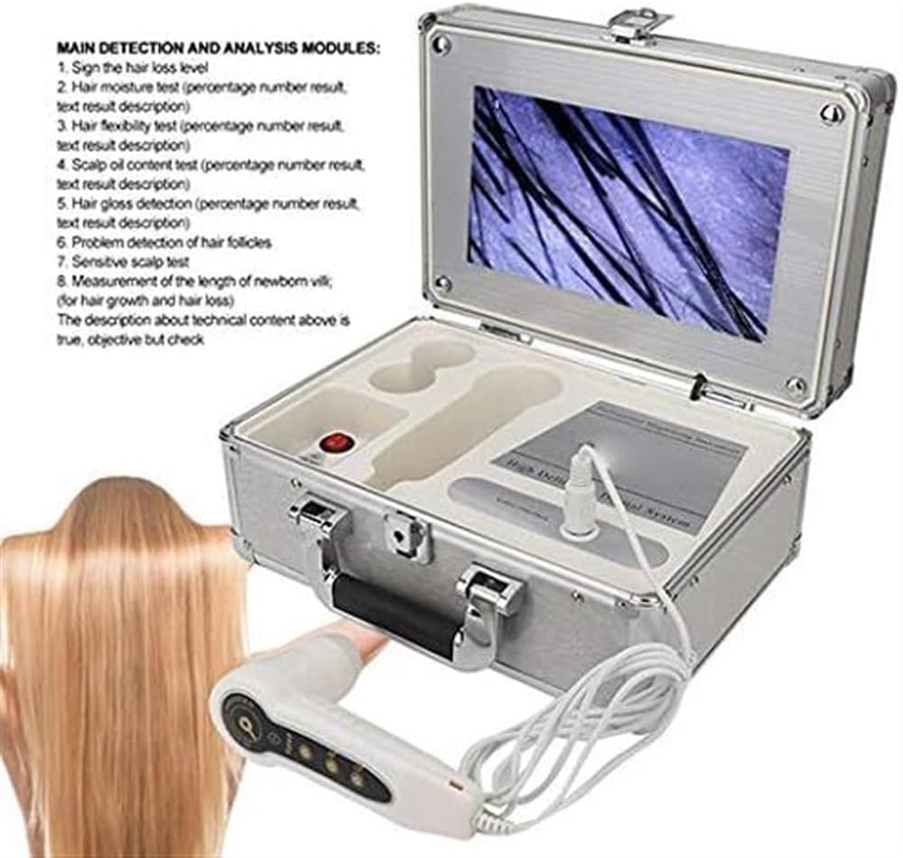 Analizzatore di capelli e cuoio capelluto, macchina digitale di rilevamento della pelle con display da 10,1", ingrandimento 50X e 200X, imaging in tempo reale, design portatile per l'analisi