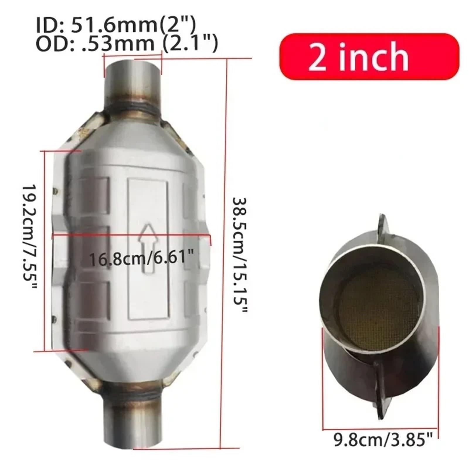 katalizator akcesoria Katalizator filtr Uniwersalny konwerter katalityczny, wlot/wylot 2"/2,25"/2,5"/3", obudowa ze stali nierdzewnej o wysokim przepływie(2 inch)