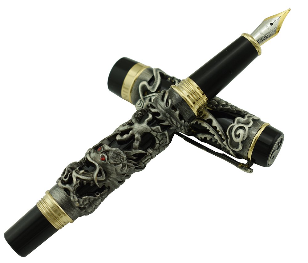 【Dragon 万年筆】 Amazon | Jinhao ドラゴン・フェニックスエンボス大きい万年筆