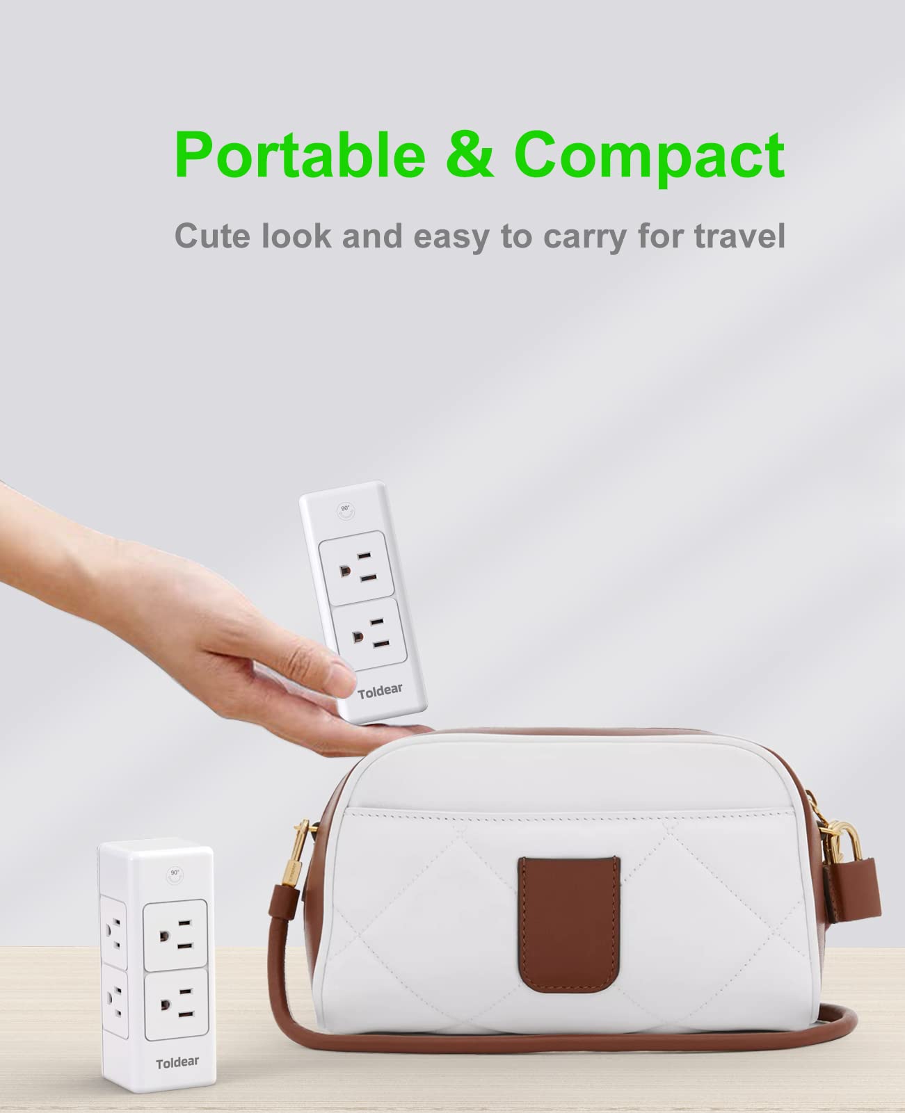 2 Prong Power Strip, Toldear Multi Plug Outlet Splitter with Rotating