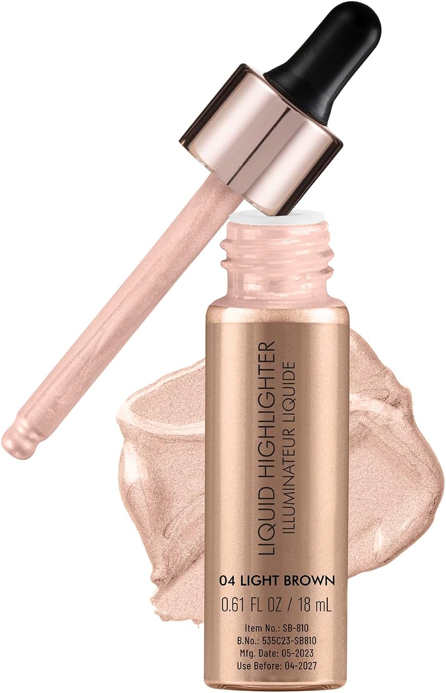 Swiss Beauty Drop & Glow Liquid Highlighter For Face Makeup | Illuminating Liquid Highlighter With Dewy Finish | Shade -Light Brown, 18ml