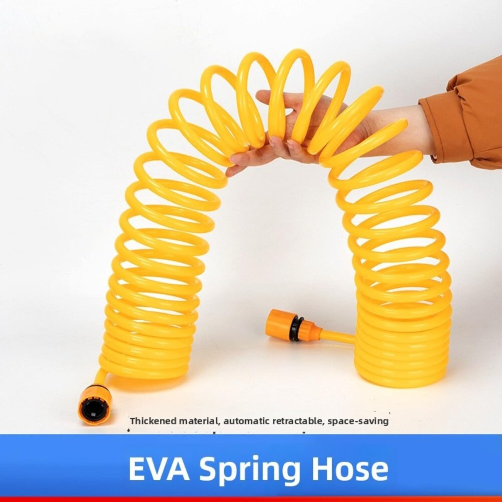 Tubo da giardino espandibile da 18 m, flessibile e retrattile, per lavaggio auto, irrigazione piante, resistente, giallo (5 metri)