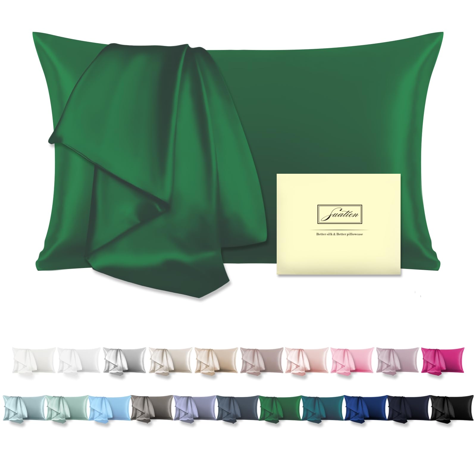 Mulberry Silk Pillow Cases Standard Size Silk Pillowcase with Zipper Soft Breathable Smooth Cooling Satin Silk Pillow Covers for Sleeping for Hair and Skin (Olive Green,20"X 26",1Pcs)