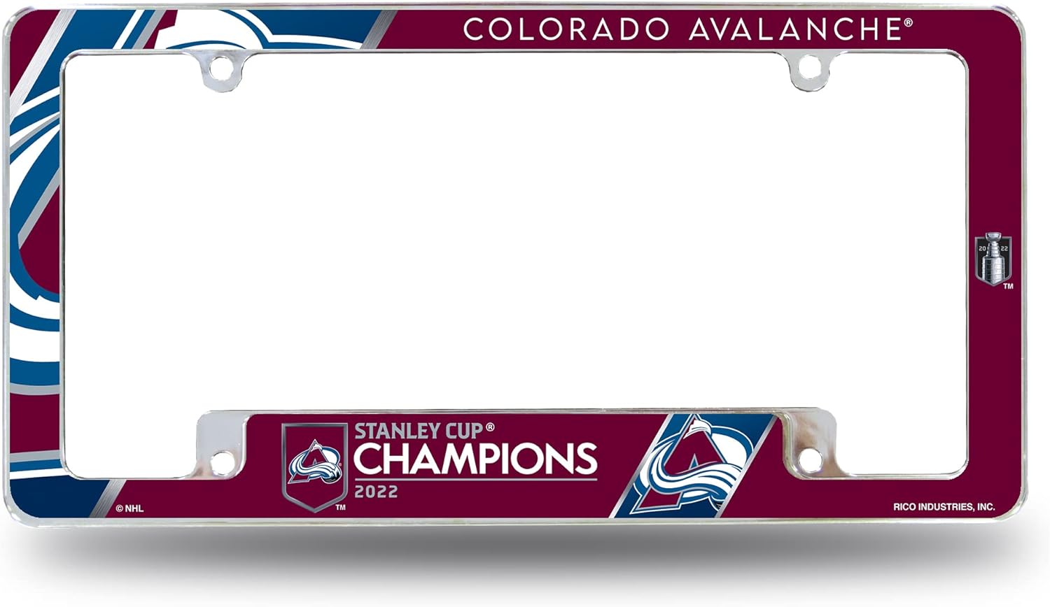 Rico Industries NHL Colorado Avalanche 2022 Stanley Cup Champions 12" x 6" Chrome All Over Automotive License Plate Frame for Car/Truck/SUV : Sports & Outdoors
