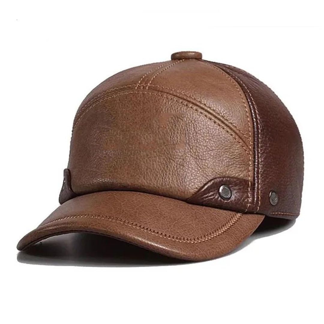 Gorra de béisbol de invierno para hombre, de piel auténtica, gorra militar
