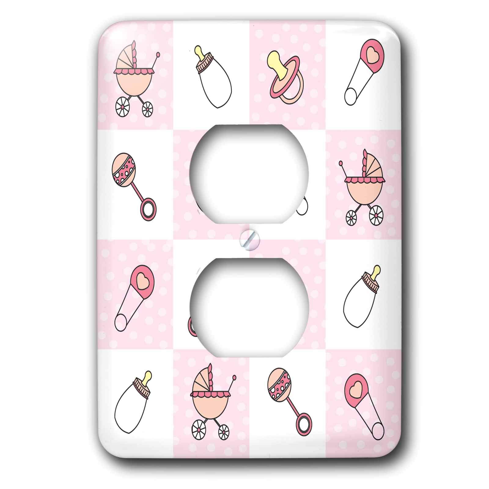 Nouveau bébé cadeau rose double plaque de prise de courant décorative pour chambre d'enfant