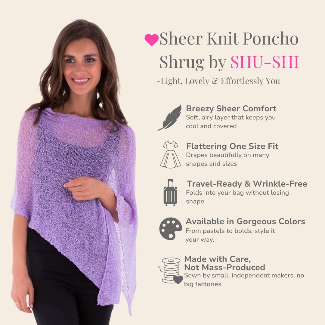 SHU-SHI - Jersey de estilo capa para mujer - Con transparencias - Punto ligero
