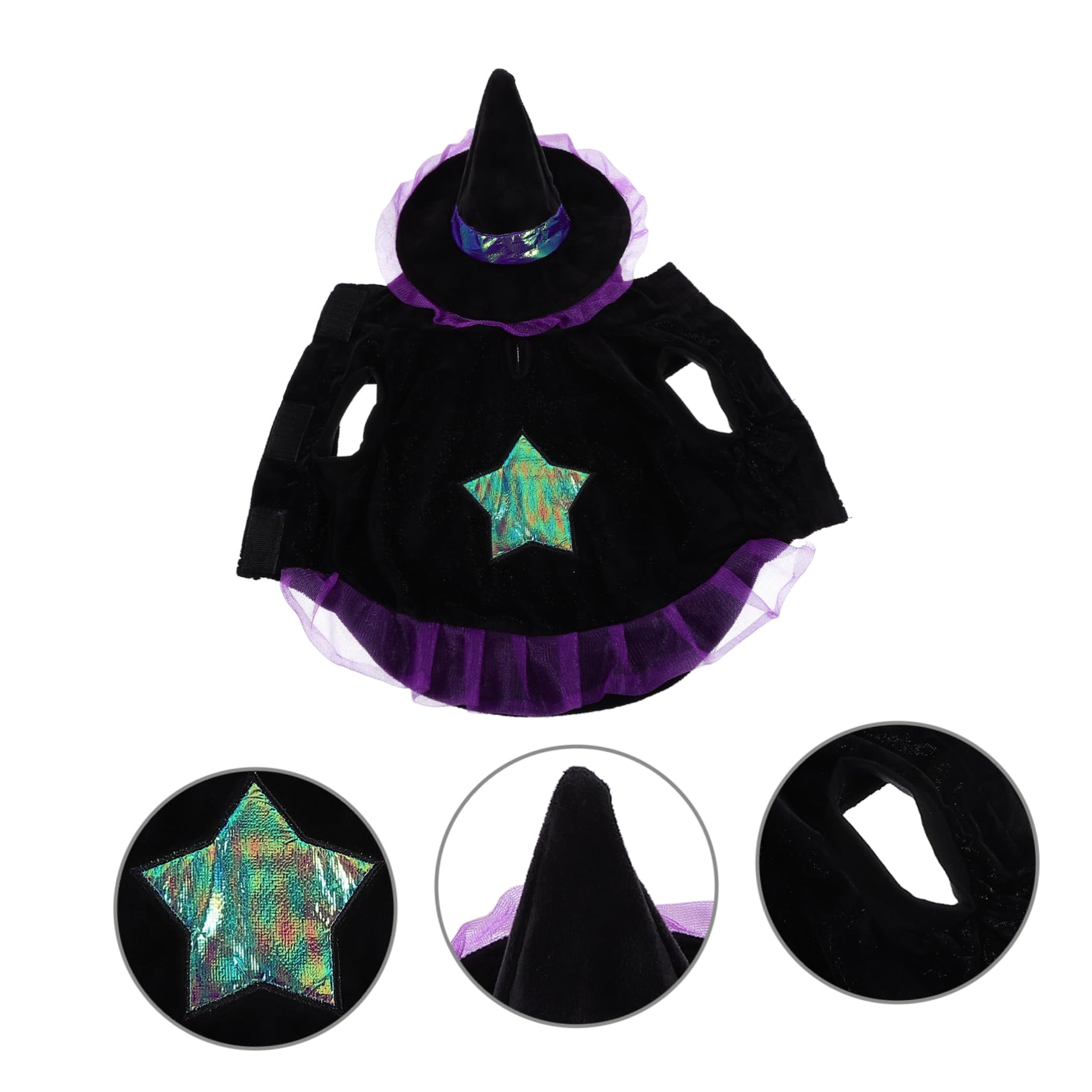 POPETPOP 3 Pezzi Costumi Di Halloween Per Cani Cappello Da Strega E Set Di Vestiti Per Travestimenti Per Animali Domestici Per Halloween E Feste