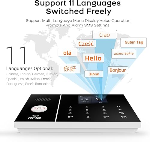 Miniatura 8 de LWOHSI Sistema de alarma para seguridad del hogar, WiFi+GSM 4G, sistema de alarma inalámbrico con alerta de aplicación de teléfono, sensor de