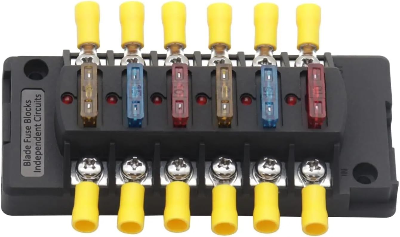 12-32V 12 Way Fuse Box Holder LED Warning Lights Fit for Cars Ships