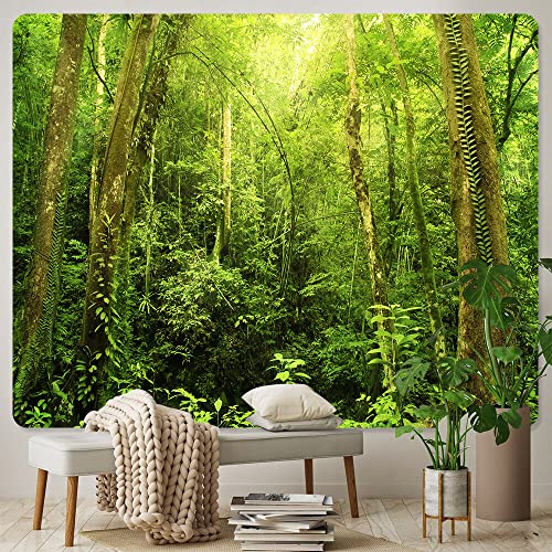 LCDIUDIU Wandteppich, Naturlandschaft Wandteppich Wandbehang Grüne Tropische Urwaldpflanzen Muster Wandteppiche Für Schlafzimmer College Wohnheim Wohnzimmer Home Wall Decor Art, 150 X 130 cm