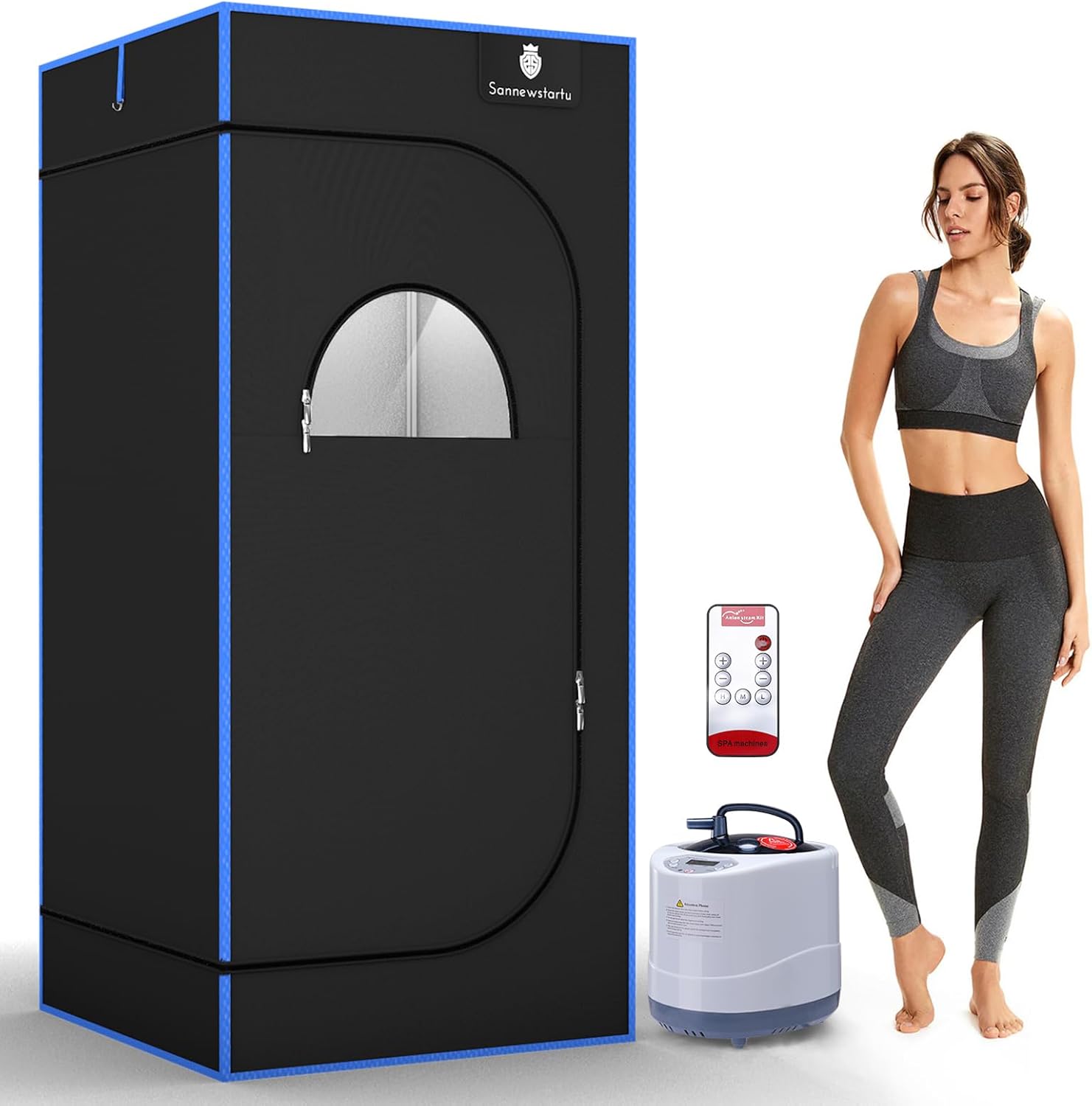 Portable Steam Sauna, Full Size Steam Sauna Box, 600D Canvas Personal Home Sauna Spa, at Home Full Body Sauna, FCC Certified 3L & 1200W Steam Generator with Remote Control, 70.9"x 31.5"x 31.5", Black 70.9"x 31.5"x 31.5" BLACK