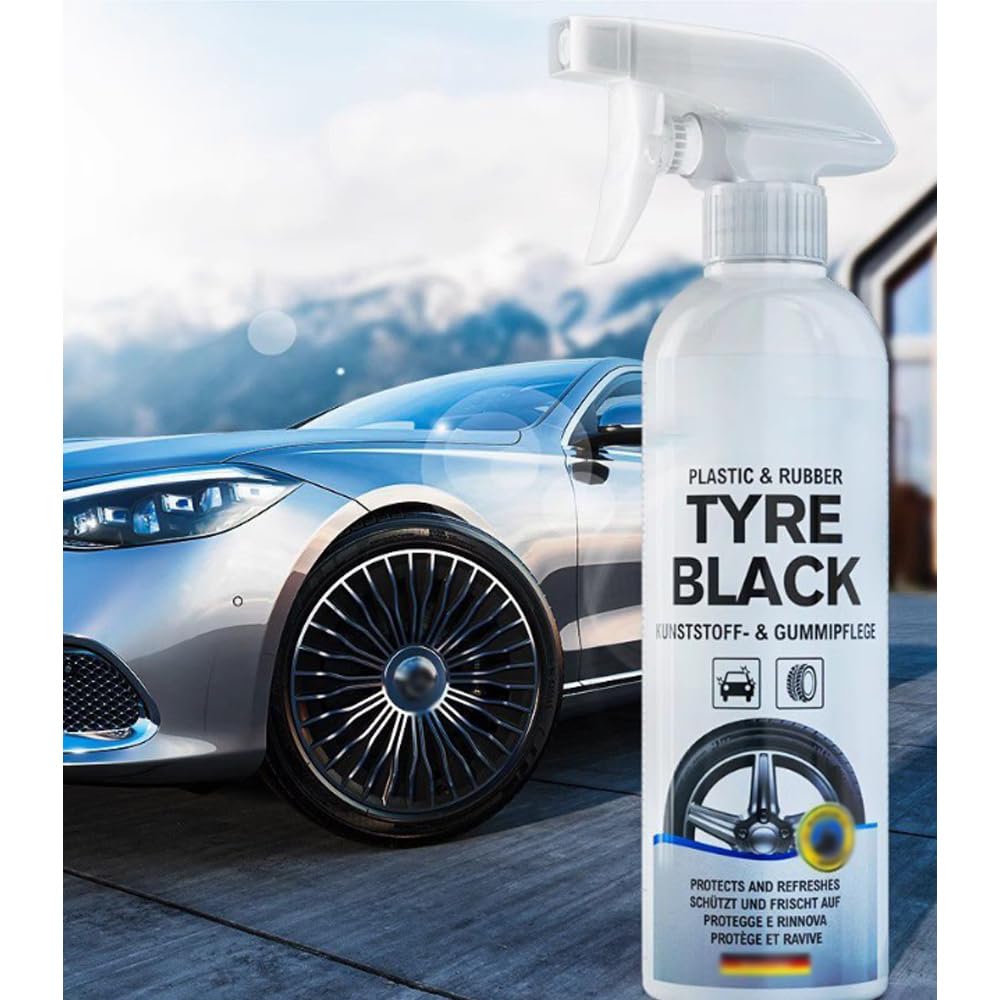 Plastics & Rubber Tyre Shine & Protector Spray, Tire Coating Liquid – Hydrophobic Tyre Dressing, Rubber Shine Spray, Long Lasting Protection for All Wheel and Tires Types (1pcs)