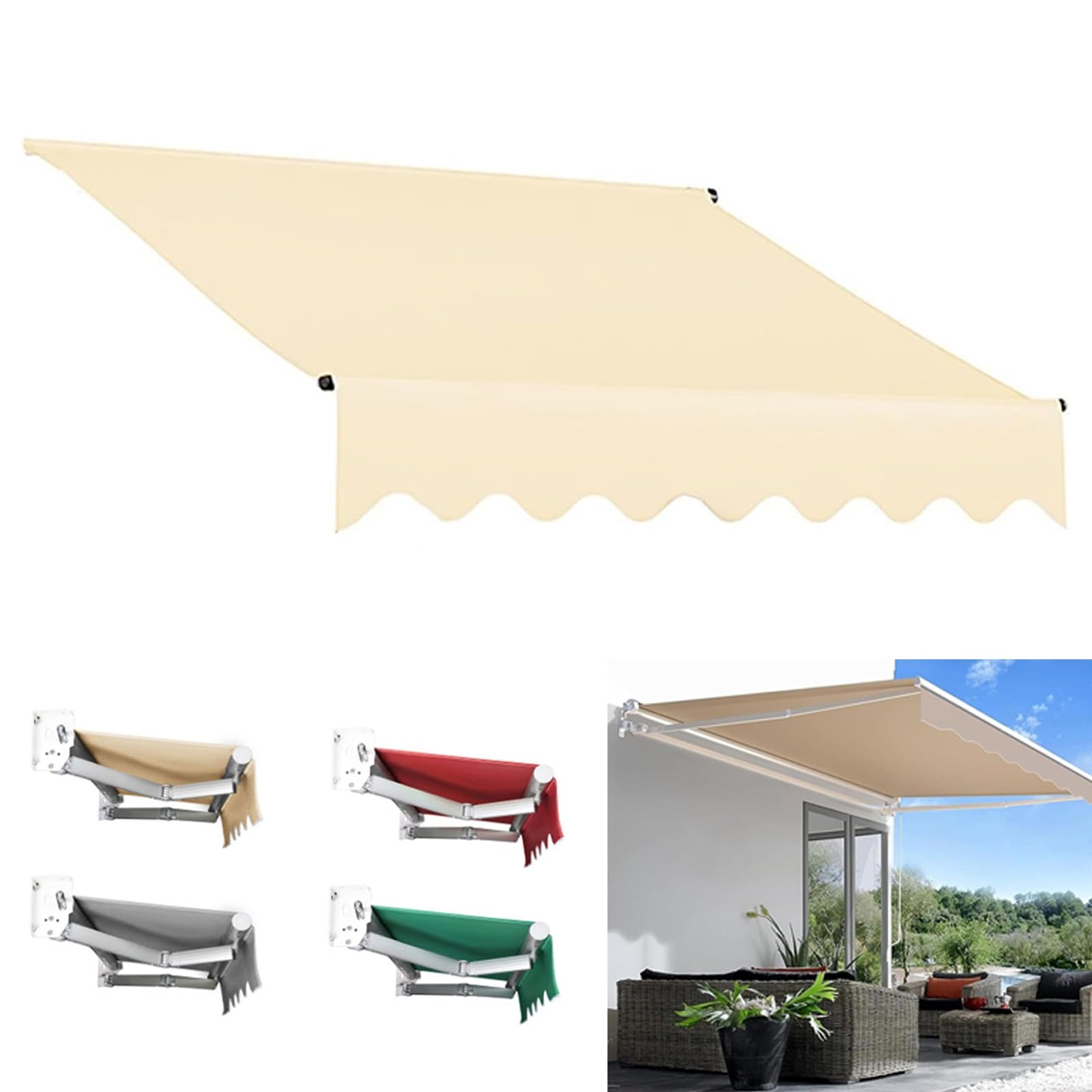 Tessuto Di Ricambio Per Tenda Da Sole | Marrone 3x2.5m | Poliestere UV Resistente | Senza Telaio - Foto 4