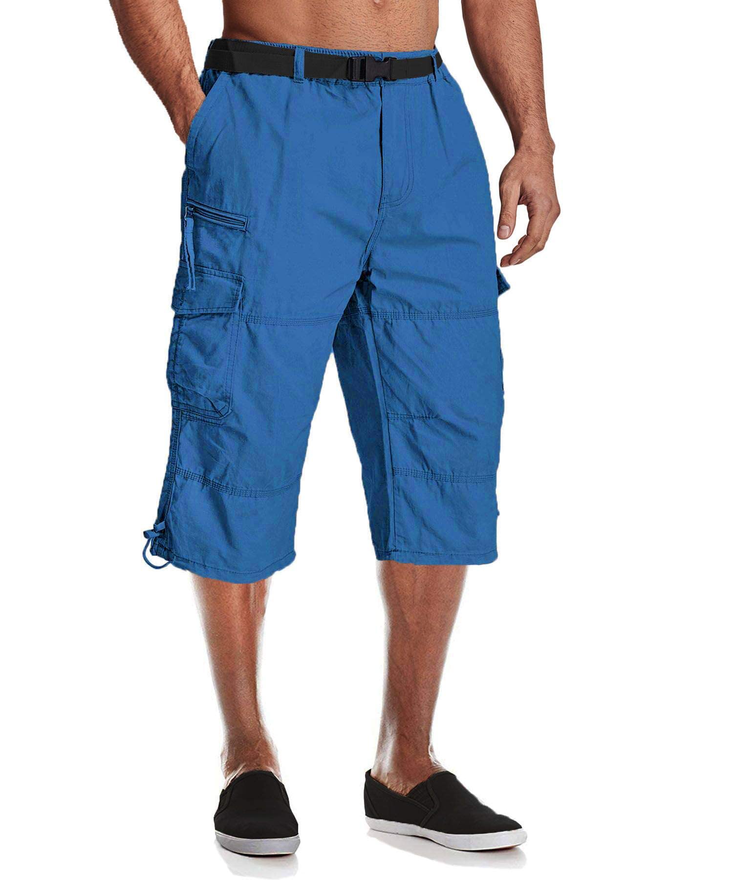 MAGCOMSENMens Cargo Shorts Casual 3/4 Length Baggy Combat Trousers Elasticated Waist with Multi Pockets