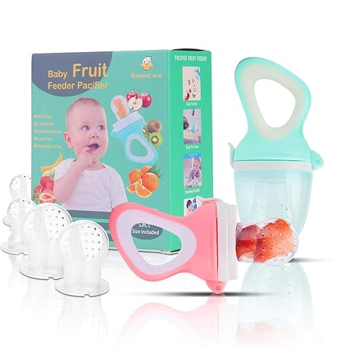 Bebé alimentador de frutas chupete (2 unidades) Alimentador de alimentos para bebé Juguete para dentición de frutas para niños pequeños chupete