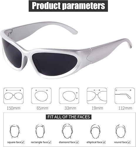 Miniatura 2 de VIA LEECA Gafas de sol de moda envolventes para mujeres y hombres, gafas de sol deportivas de moda futuristas