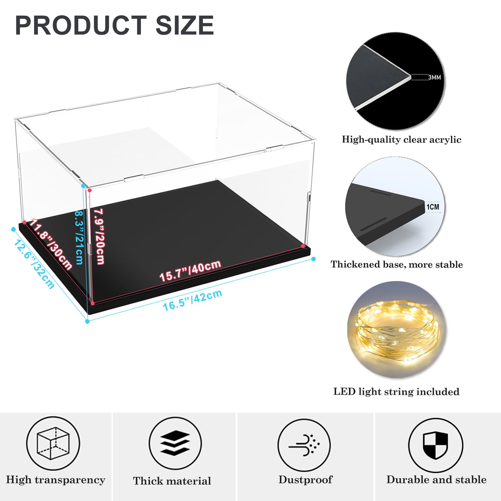 Vitrine pour Collection, Boîte Acrylique Transparente avec Base, Assembler Vitrine pour Lego 21319 75292 Boîte de Comptoir Antipoussière pour Figurines