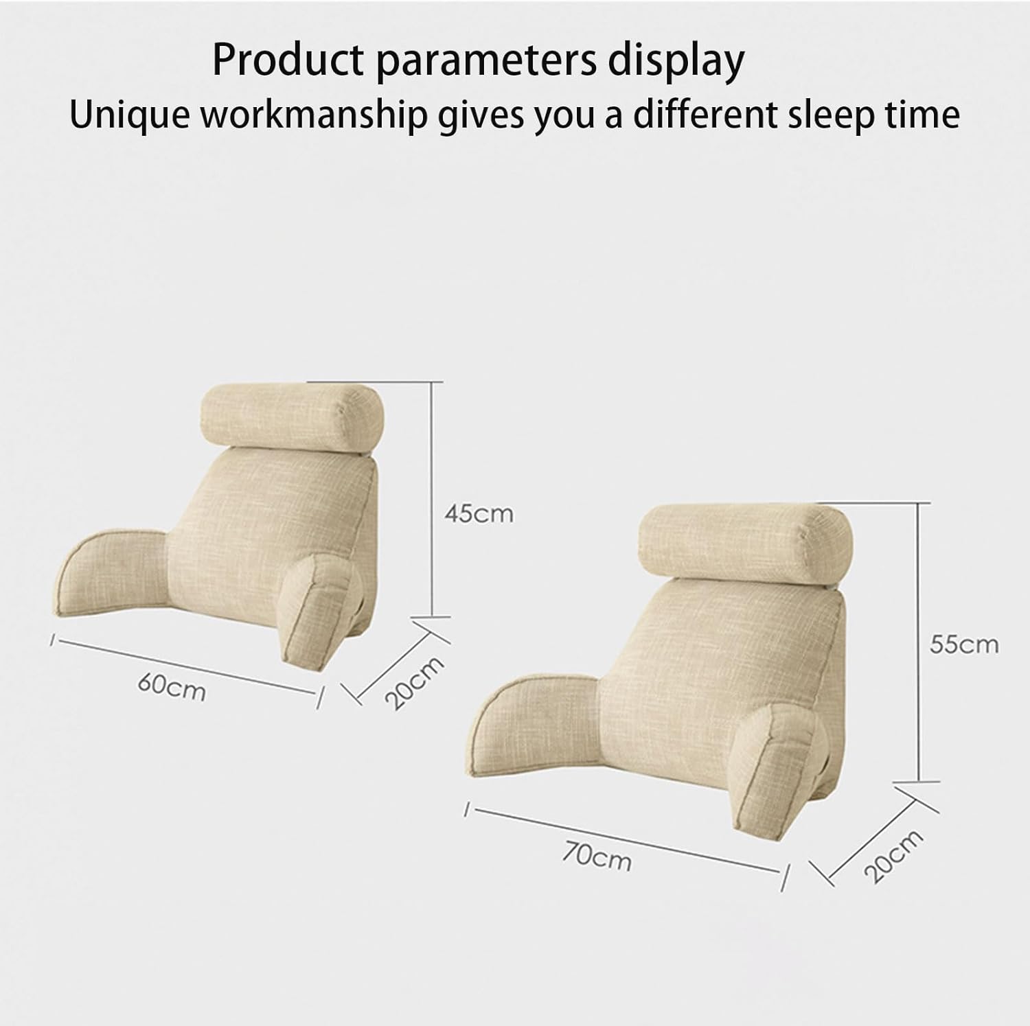 Ergonomic Lumbar Support Cushion,Extra-Large Bed Rest Reading Pillow with Detachable Neck,Back Support Cushion with Arm Support Gaming,Reading,Relaxing Or Watching TV with Washable Covers