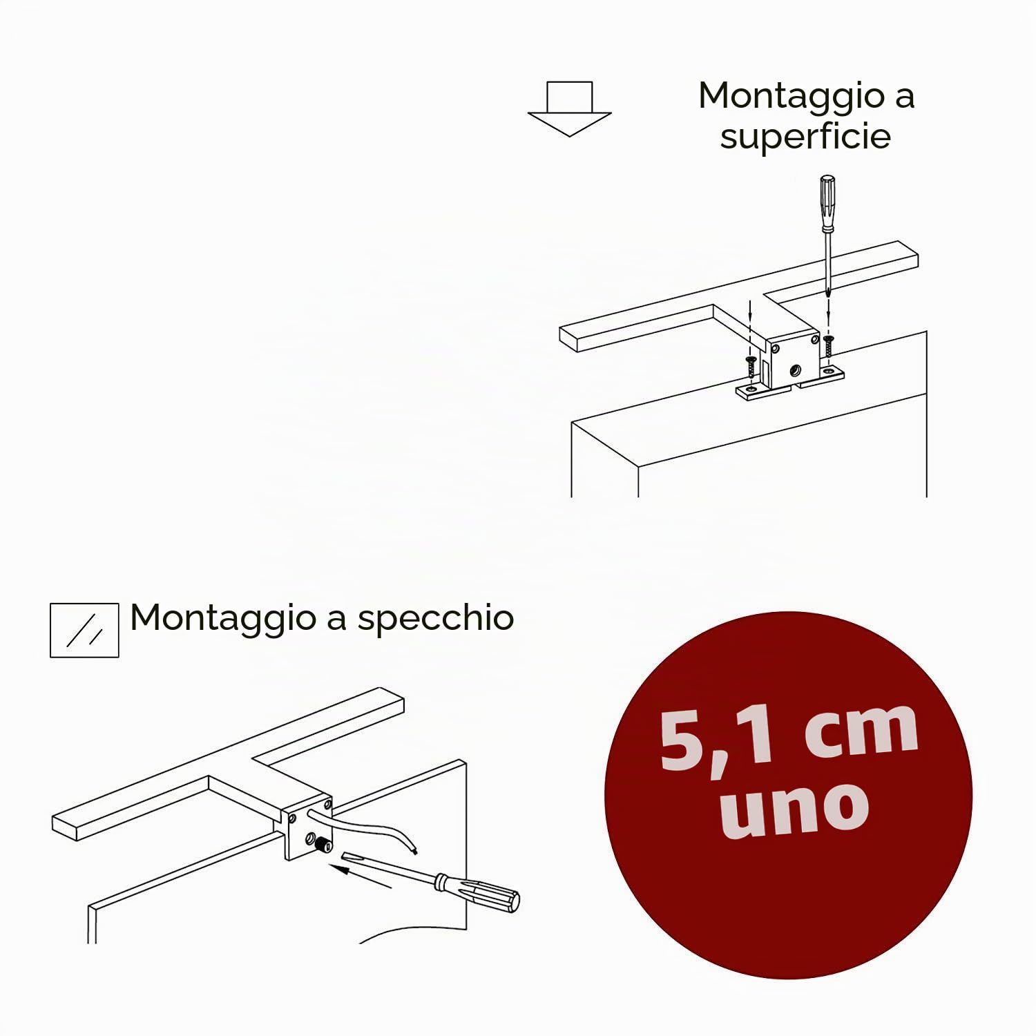 kalb | Lampada a LED a specchio lampada a specchio da bagno lampada a specchio Selma 450mm bianco caldo bianco neutro, lunghezza/colore della luce: bianco neutro