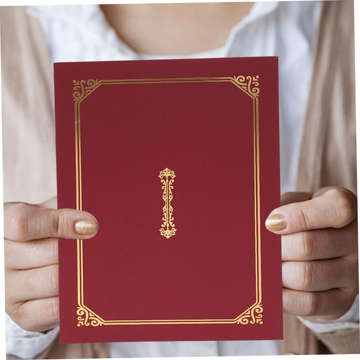 Carpetas para Certificados A4 Borde Dorado, Protector de Documentos en Papel, Paquete de 2 Unidades para Diplomas de Escuela Secundaria y Presentaciones de Premios